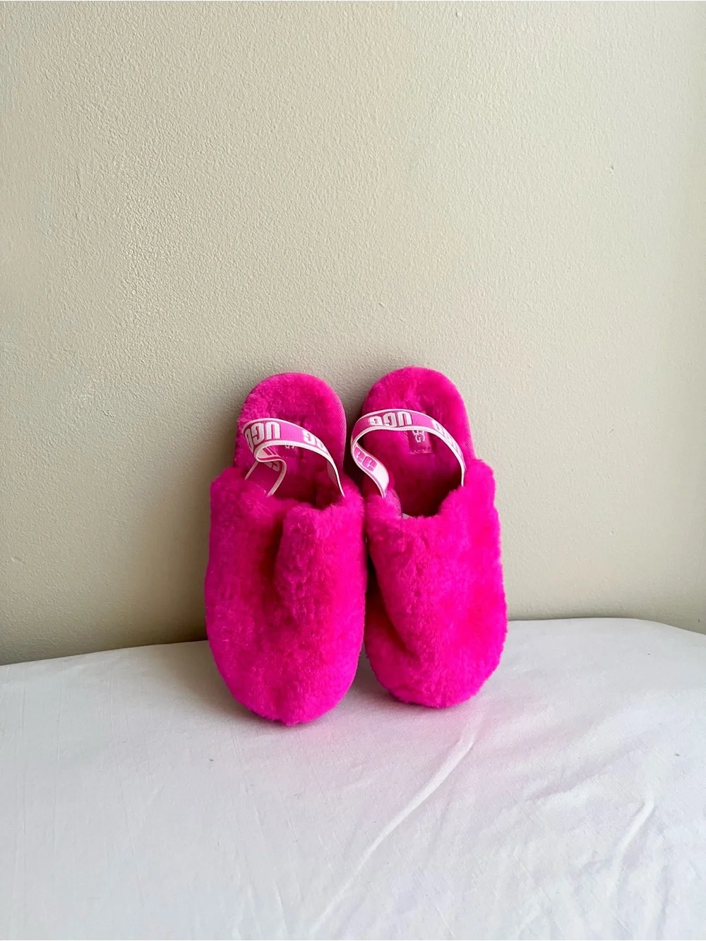 UGG Kids Hot Pink Fluff Slingback Slides